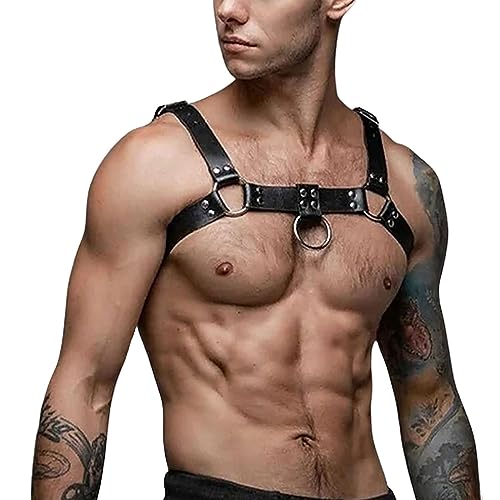 Men's Chest Belt Corset Faux Simulated Leather Chest Chain Adjustable Erotic Shoulder Straps Sexy Punk Body Chain Jewelry Carnival Kit Rave Masquerade Club Roleplay