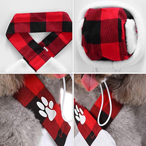 POPETPOP Natal Pet ChapÃ©u Cachecol Conjunto Floco de Neve Xadrez DecoraÃ§Ã£o Pet Santa Natal ChapÃ©