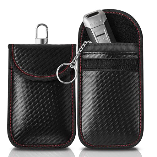 Faraday RFID Blocking Key Pouch for Keyless Car Entry (Red)