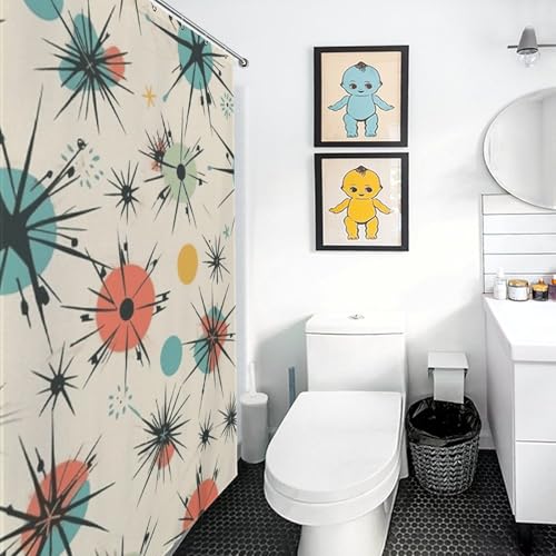 Rideau de douche anti éclaboussures en tissu imperméable rétro 122x183