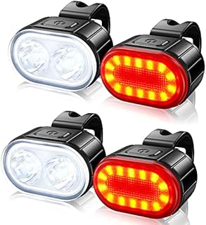 LED Bike Lights Set, 2 Set Super Bright Bicycle Lights, IPX5 Waterproof Cycling Light Front and Back Rear Light, USB Rechargeable Mountain Road Cycle Taillights 4 & 6 Modes