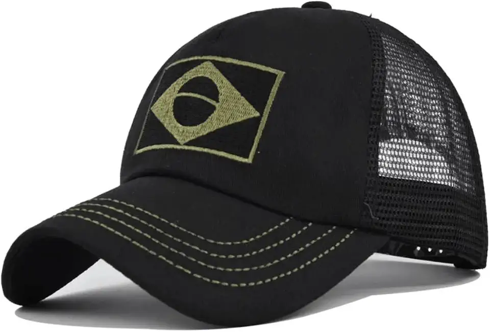 Boné Tático Militar com tela e Bandeira Brasil, Ajustável, Ripstop, Proteção UV50+, Alta Durabilidade