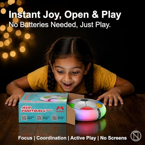 Image of Mirana 3-Mode Rechargeable Hover Football for Kids | Indoor Electric Air Football with LED Lights | Birthday Gift for Boys | BIS Certified | Made in India | Silver