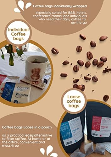 Si VENEZIA fresh ground coffee bags, 100% Arabica, aromatic and mellow (resealable pouch of 35 coffee bags)