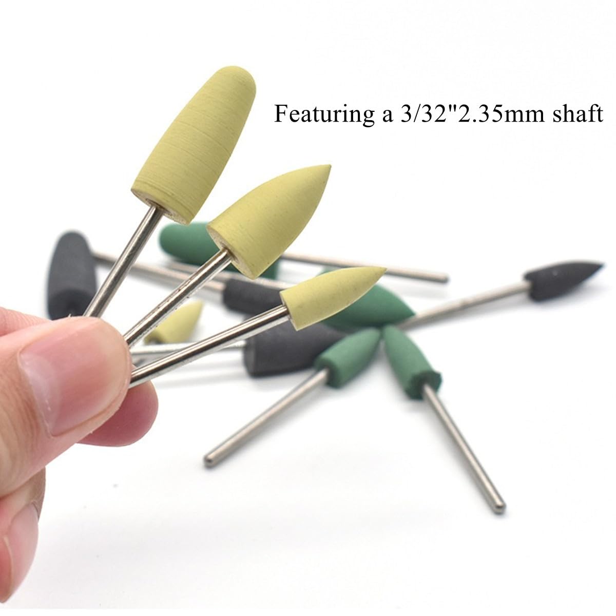 12pcs Silicone Composite Polishing Heads 3/32" Shaft Resin Base Acrylic Denture Polishing Burs Finishing Kits 2.35mm for Rotary Tools (2 Pack)