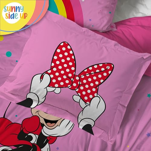 Image of Sunny Side Up Disney Minnie Mouse Full Comforter Set - 7 Piece Kids Bedding Includes Comforter, Sheets & Pillow Cover - Super Soft Rainbow Dots Microfiber Bed Set