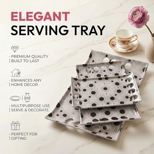 Image of U.P.C Tray Set for Serving /Serving Tray Set of 3 / Premium Printed Tray for Serving /Multi-Use Nashta Plate (Small, Medium & Large)