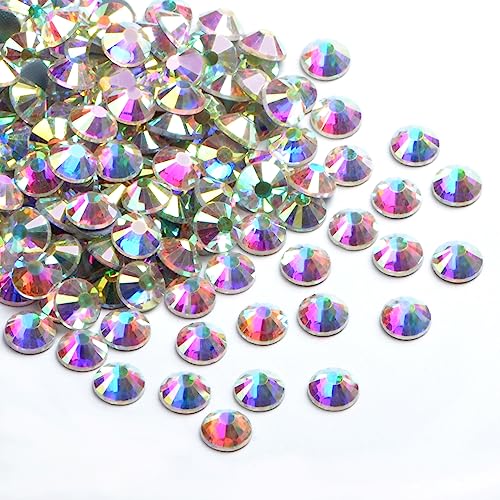 Image of Bymitel Hotfix Crystal Rhinestones Round Gems Iron on DIY Jewelry Making Flat Back for Crafts,Crystal AB, 3mm (SS12 /2880pcs)