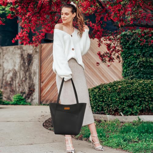 Image of Tote Bag for Women,Large Capacity Straw&Vegan Leather Tote Purses for Women,Shoulder Bags For Daily Travel Work Beach