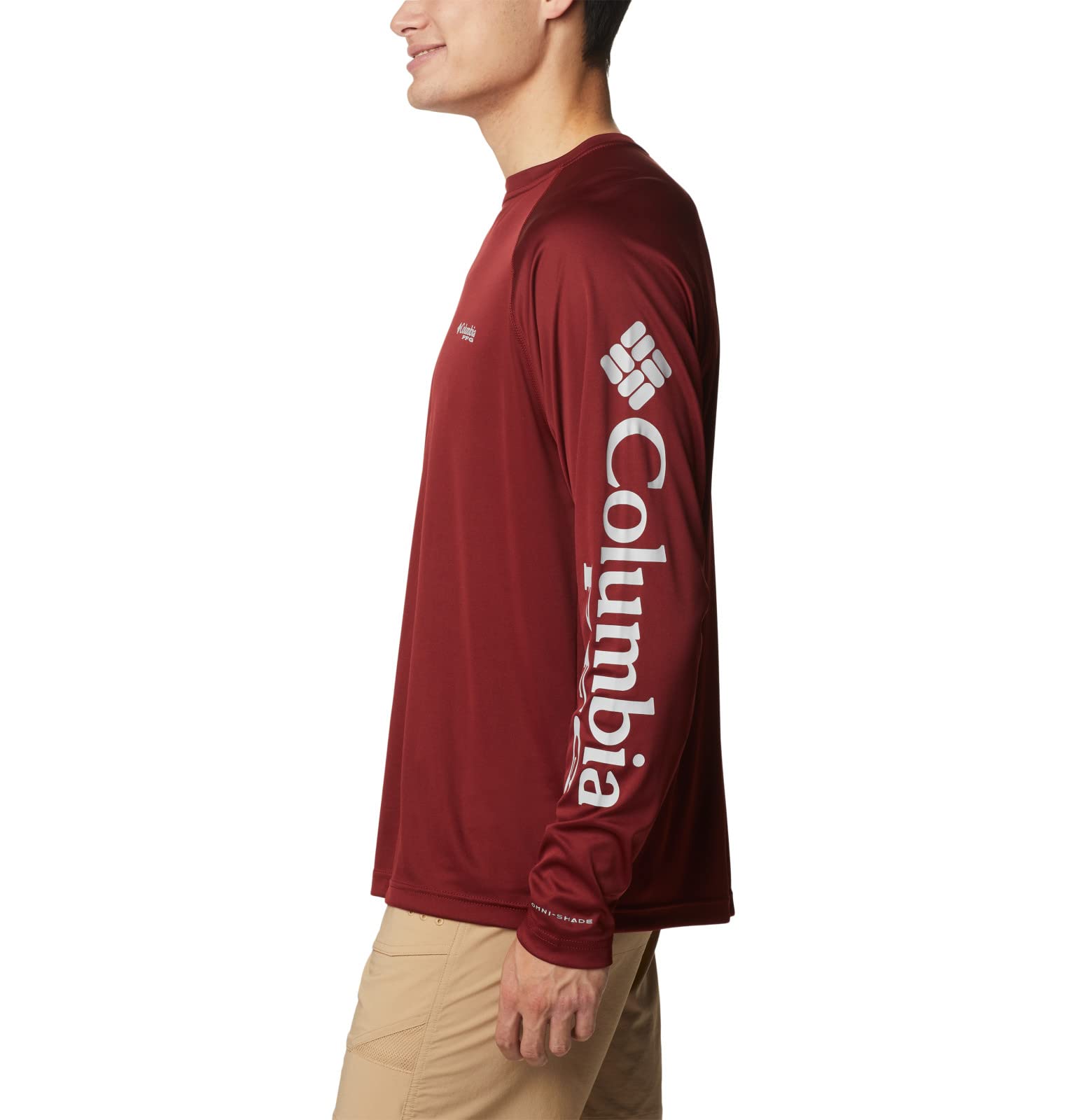 Columbia Chemise à Manches Longues Terminal Tackle pour Homme, Jaspe Rouge/Logo Gris Froid, M
