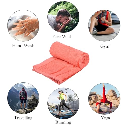 Image of Kuber industries 144 TC Cotton Face Towel | Towels for Face Wash and for Gym, Travel | Lining Design | 14x21 Inch | Pack of 4 | Multi