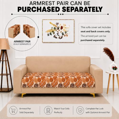 Image of Homerz Premium Printed Quilted Velvet Sofa Slip Cover Protector, Sofa Mat, Exact Size, Antislip Cover (Bloomora, 2 Seater, Half)