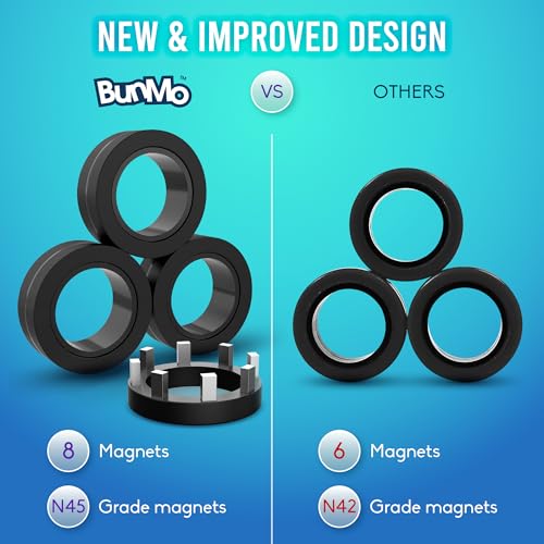 BunMo Adult Easter Basket Stuffers - Fidget Rings - Black Magnetic Rings - Improved N45 Magnets, BPA-Free - Quiet Fidget Toy for Adults & Teens - Boys Easter Basket Stuffers - Image 6