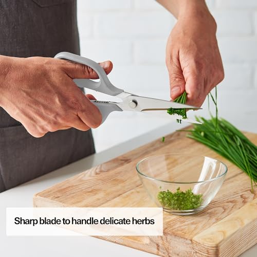 Image of Misen Heavy Duty Kitchen Shears - Comfortable Ambidextrous Scissors for Meat, Poultry, Herbs & More - Easy to Clean - German Stainless Steel - Large | White