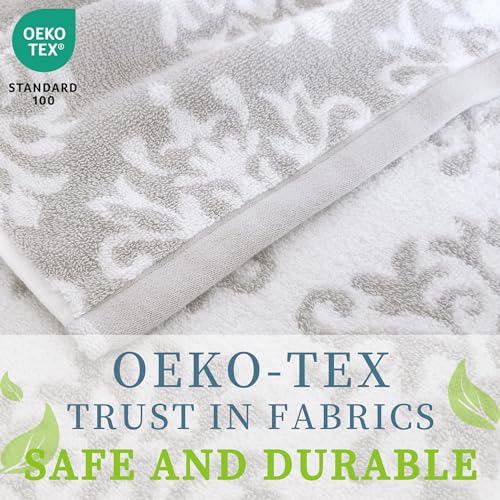 Voova & Movas Gray Hand Towels (14"X31") - 100% Cotton | Quick Dry | Soft | Lightweight | Absorbent, Decorative Hand Towels For Bathroom Set Of 4, Jacquard Towel Gift Set thumb #2