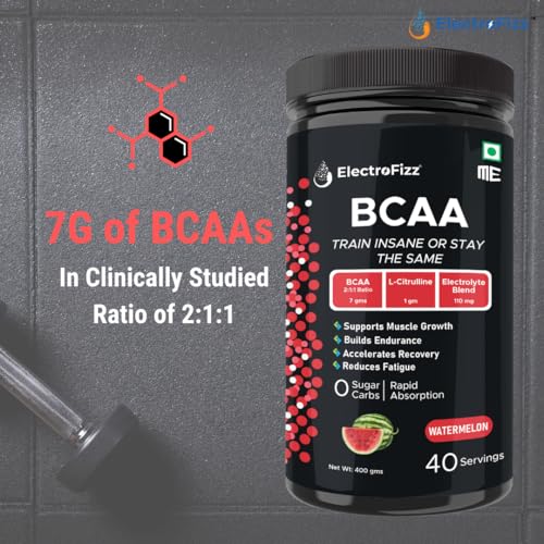 Image of BCAA 7Gms (2:1:1 formula) with Citrulline & Electrolyte Blend for Muscle Recovery & Endurance - Pre /Post Workout & Intra Workout - 400 gms (Watermelon)