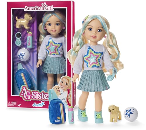 American Girl, AG Sisters Jozette Doll, with Blue Eyes, Long Wavy Blonde Hair with Blue Highlights, 14.5', Ages 4+