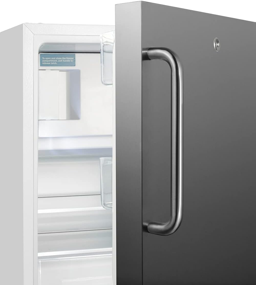 Summit Appliance ALRF48SSTB 20" Wide Built-in Refrigerator-Freezer, ADA Compliant, 2.68 cu.ft Capacity, Adjustable Thermostat, Removable Door Racks, Factory Installed Lock, Stainless Steel Door