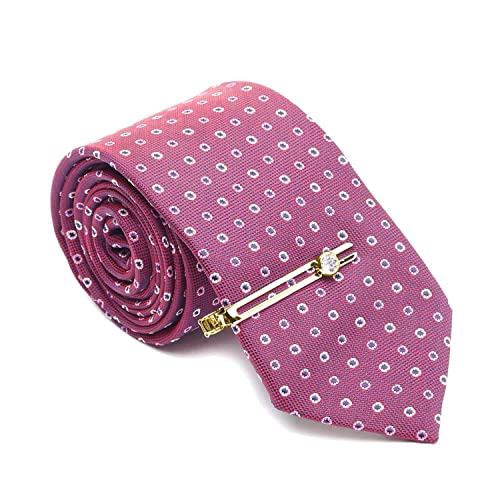 Image of LOUIS STITCH Mens Silk NeckTie Golden Tiepin Gift Combo Set With Pocket Square Cufflinks Brooch Tie Golden Tiepin (Suit Accessories) (Britain)