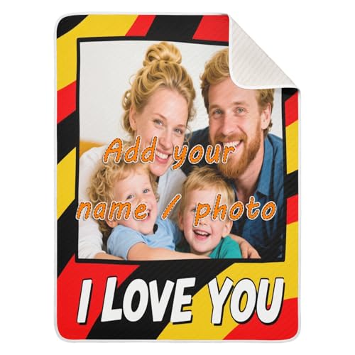 miaozhen Custom Family Picture Geometric Pattern Colorful Receiving Blanket Cozy para personalizados cat Name Blankets for Girls or Boys 30x40in...