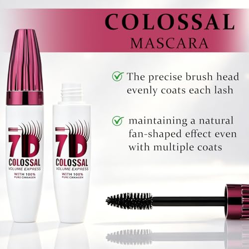 Image of 7D Waterproof Mascara, Long Lasting Buildable Volume Natural Curling Lashes,Smudge-Proof, 7D Waterproof Volume Mascara,Thickening Eye Makeup for Defined Curl (3pcs)
