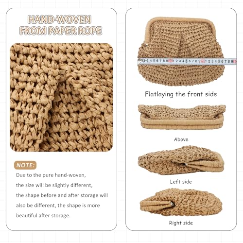 Emprier Straw Clutch Purse for Women Cloud Dumpling Pouch Straw Crossbody Shoulder Handbag Summer Beach Woven Bag3