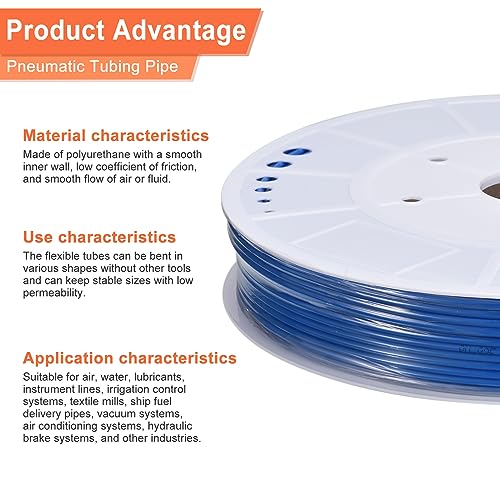 Image of MECCANIXITY PU Air Line Tubing Hose Tube Blue, 4mmx2.5mm 160M 525ft for Air Compressor