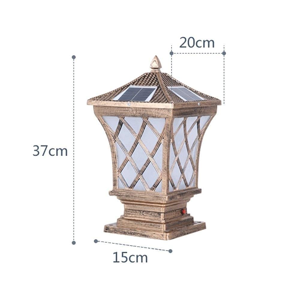 Lámpara de pilar de luz de poste de jardín Luz de columna solar al aire libre Lámpara LED Linterna de estigma de pared de calle Luz de pilar de pantalla acrílica de aluminio impermeable para patio