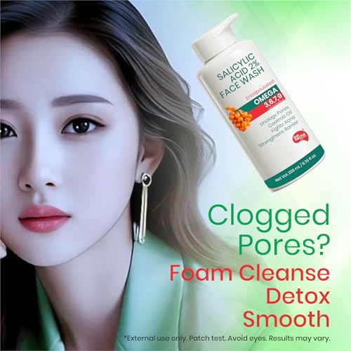 Image of Get Nectar Happiness Korean Glow Essence 2% Salicylic Acid Face Wash for Oily & Acne-Prone Skin | Encapsulated | Omega 3,6,7,9 | Unclogs Pores, Controls Oil, Fights Acne, Soothes Redness 200ml(Pack Of 1)