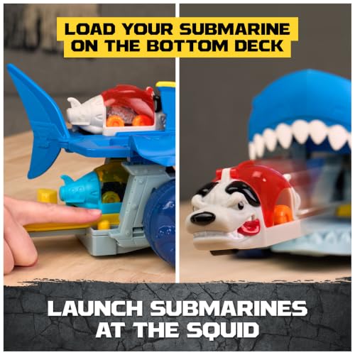 Image of Monster Jam Mini Jams Megalodon Squid Takedown Monster Trucks Playset | Exclusive Megalodon & Monster Manta Mini Toy Trucks, Catapulting Squid, Store & Launch, Pretend Play Gifts for Kids Ages 3+