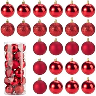 Christmas Baubles, Shatterproof Christmas Tree Balls Ornaments, Christmas Tree Decoration, Hanging Ball for Tree Decorations, Christmas Balls for Christmas Tree (red)
