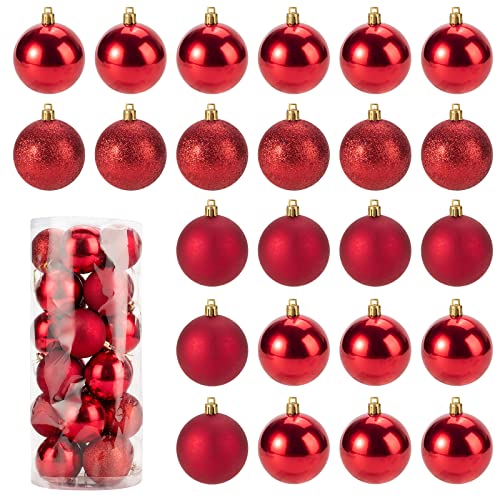 Weihnachtskugeln, Bruchsichere Christbaumkugeln Ornamente, Weihnachtsbaumschmuck, Hängende Kugel für Baumschmuck, Weihnachtskugeln für Weihnachtsbaum (Rot) Cover