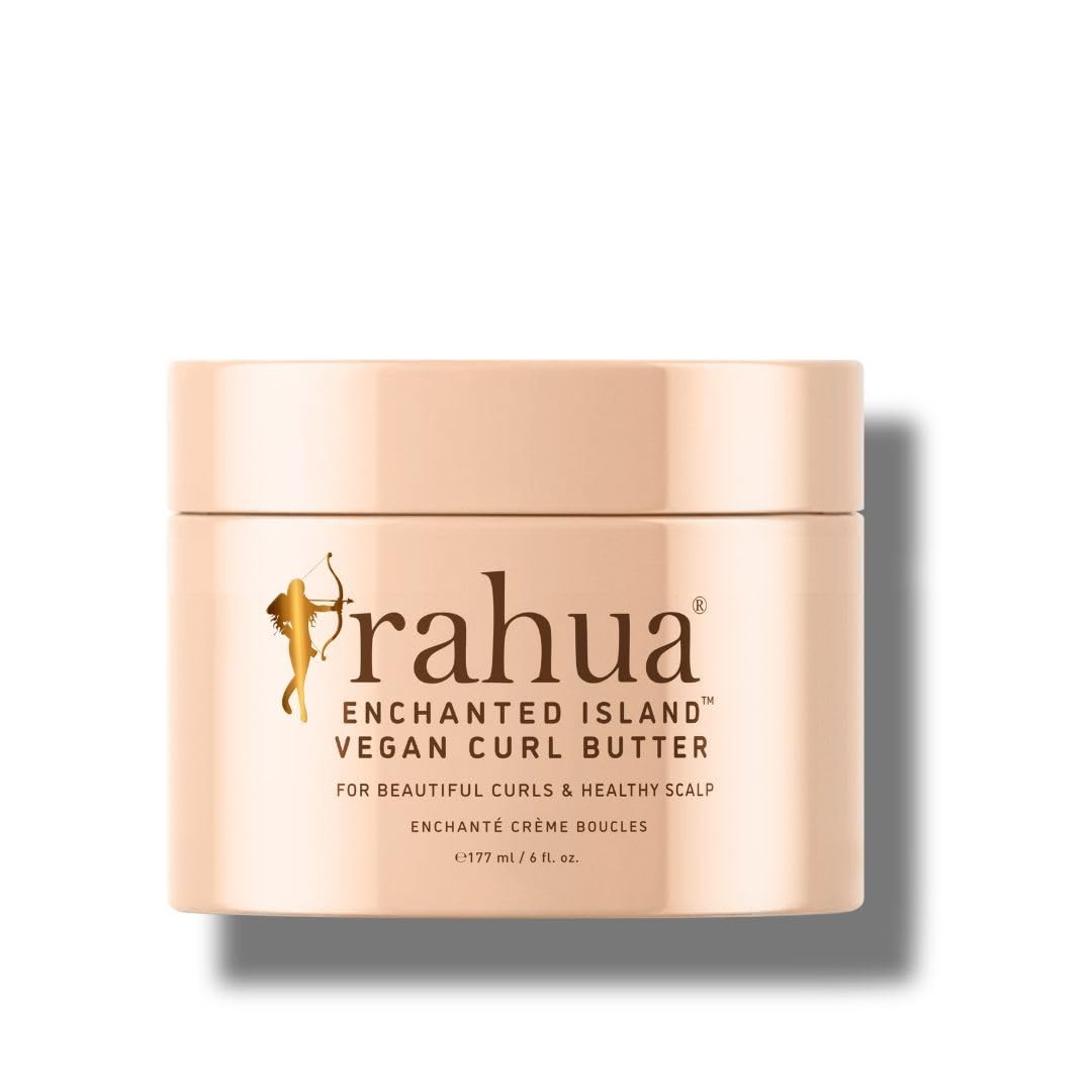 RahuaEnchanted Island Vegan Curl Cream Butter 6 Fl Oz Curly Hair Products for Scalp Care & Hair Care, Leave In Styling Cream for Frizz Control, Nourishing Naturally Infused, Plant Powered Ingredients