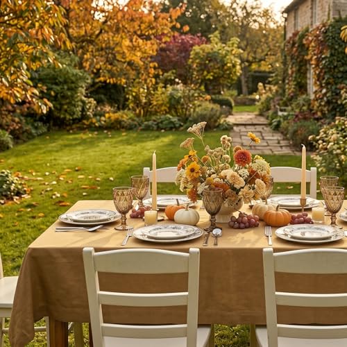 Solino Home 100% Pure Linen Tablecloth Caramel Rectangular, Fete 60 x 90 in by Solino Home - Used condition - Image 2