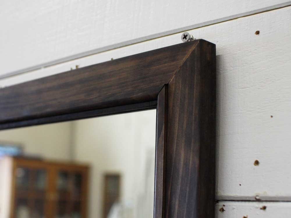 木製壁掛け鏡 ダークブラウン 楽天市場】ミラー 壁掛け ダークブラウン w45d2h60cm 木製