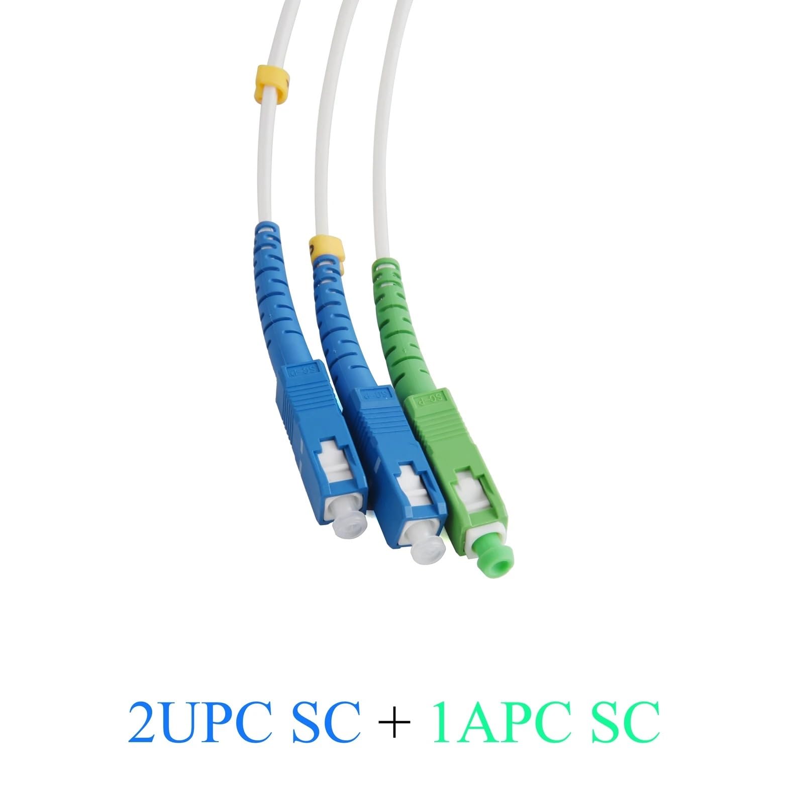 Przewód światłowodowy, 3-rdzeniowy kabel optyczny 2UPC + 1 APC, do wnętrz, jednomodowy, Simplex, 50 m, 60 m, 70 m, 80 m, pigtail (80 m)