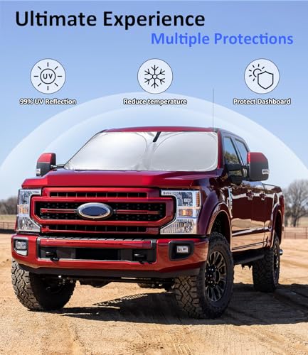 Image of Windshield Sun Shade for Ford Explorer 2020-2026 /F250 2018-2026 | Car Front Window Sunshade & Heat Shield, 240T Sun Visor Protection Blocks UV Rays Keep Your Car Cooler