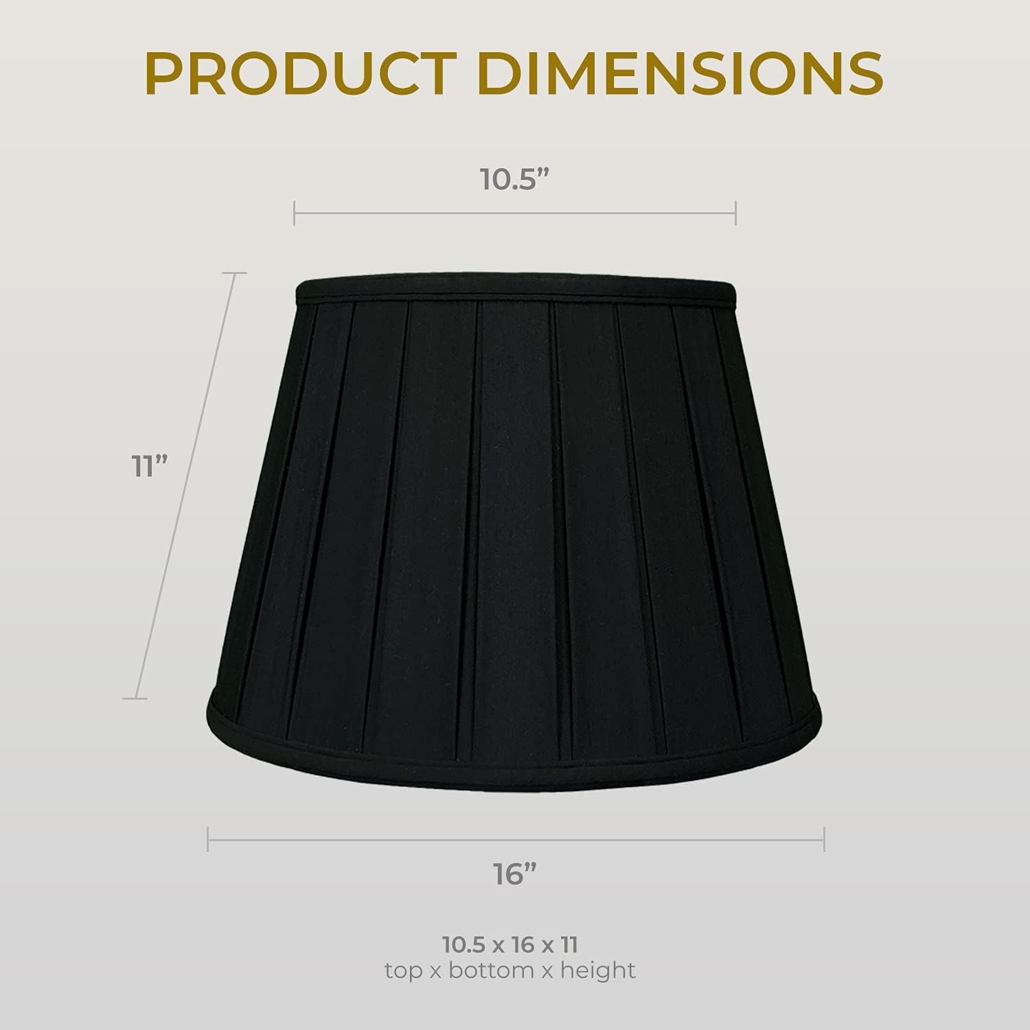 Royal Designs Empire English Pleat Basic Lamp Shade, Black/Gold 10.5 x 16 x 11