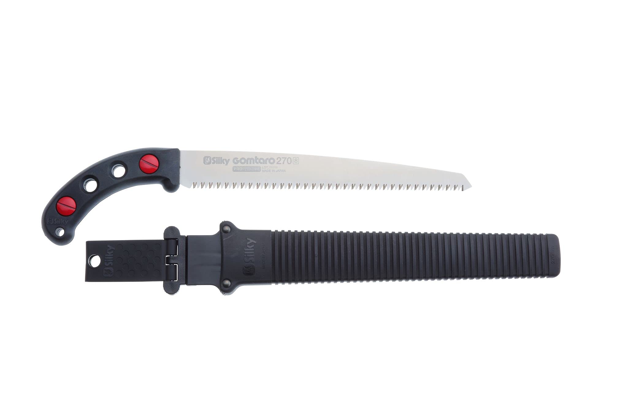 Silky Gomtaro 270 mm Handsäge mit geradem Blatt 8 Zähne je 30 mm aus Premium Japanstahl nickelbeschichtet für präzise Schnitte in frischem Holz inkl sicherem Köcher und Gummigriff