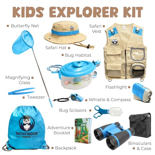 Image of Kids Explorer Kit with Safari Vest & Hat for 7-12 Year Old Boys & Girls | Cute Dress-Up Zookeeper Costume & Safari Costume for Boys & Girls - Included Adventure Guide & Scavenger Hunt