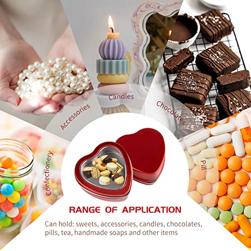 YiliYa 6 Stück Kerzendosen, Kerzen Dosen, Kerzenbehälter Kerzengläser Runde Kerzengläser Schraubdeckel Metalldosen für Kerzen, DIY, Handwerk, Schmuck, Kosmetik DIY-Kerzenherstellungszubehör（Herzform）