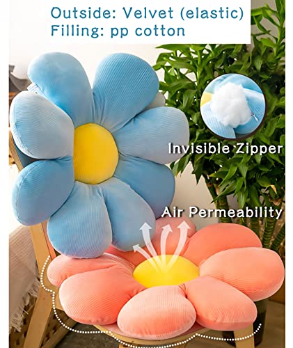 Lrkoayjgo Flower Pillow, Flower-Shaped Throw Pillow Butt Seating Cushion Flower Floor Pillow, Cute Decorative Plush Pillow For Chair Bed Sofa (Blue, 15.75") #TOP2