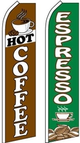 Food Restaurant Swooper Flutter Feather Flags 2 Pack-Hot Coffee-Espresso