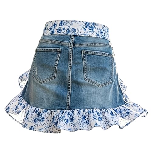 Tablier en jean pour femme réglable avec poches de cuisine