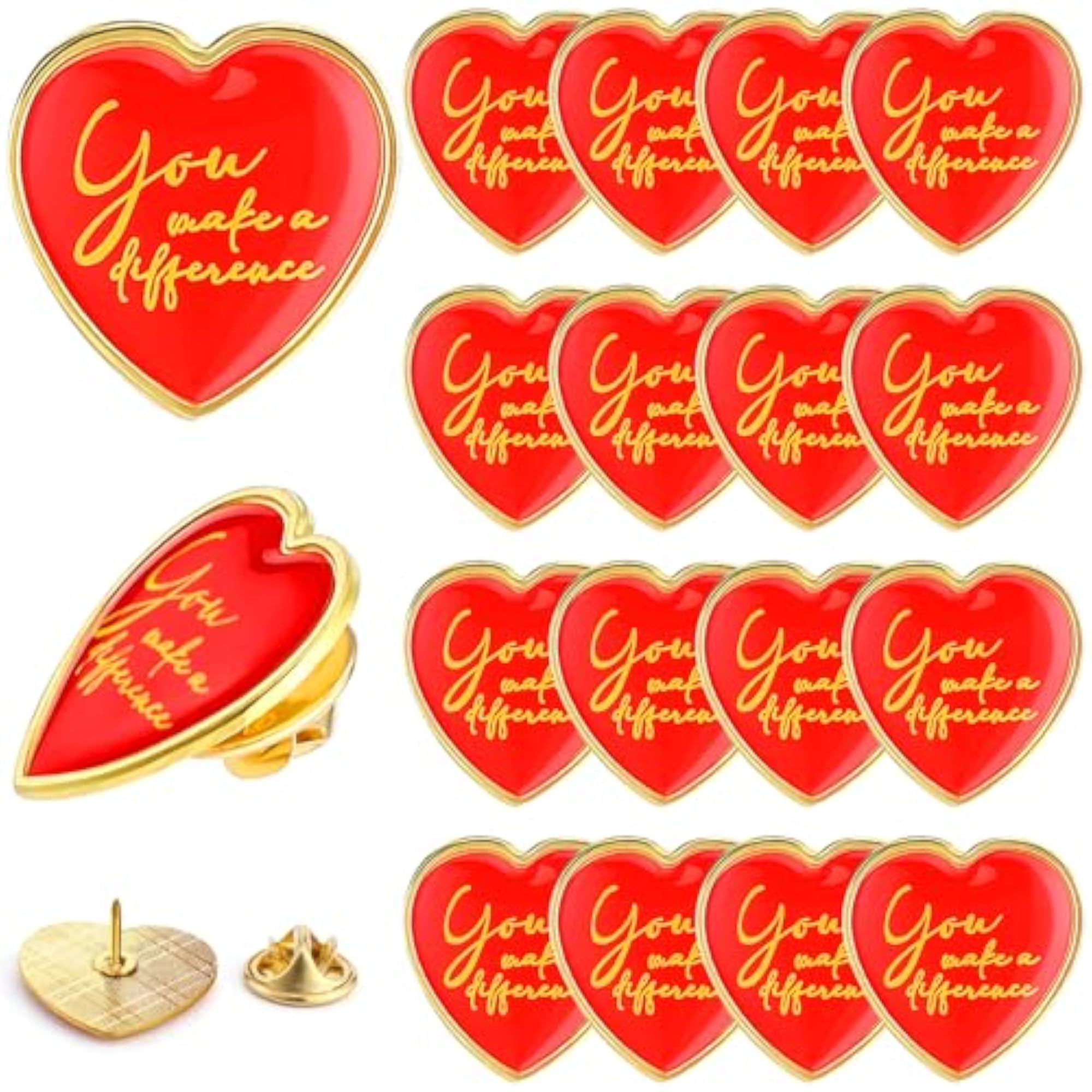 Motivational Heart Shape Graduation Button Pins, Enamel