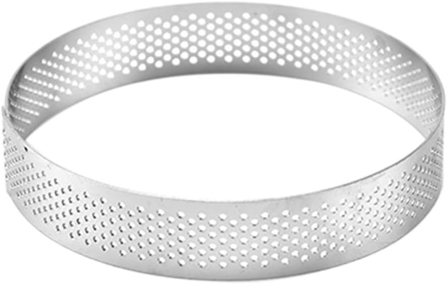 DXR Stainless Steel Cake Rings Tart Ring,Household Round With Hole Breathable French Style Mousse Cake Ring has a venting hole designKitchen Baking Tool