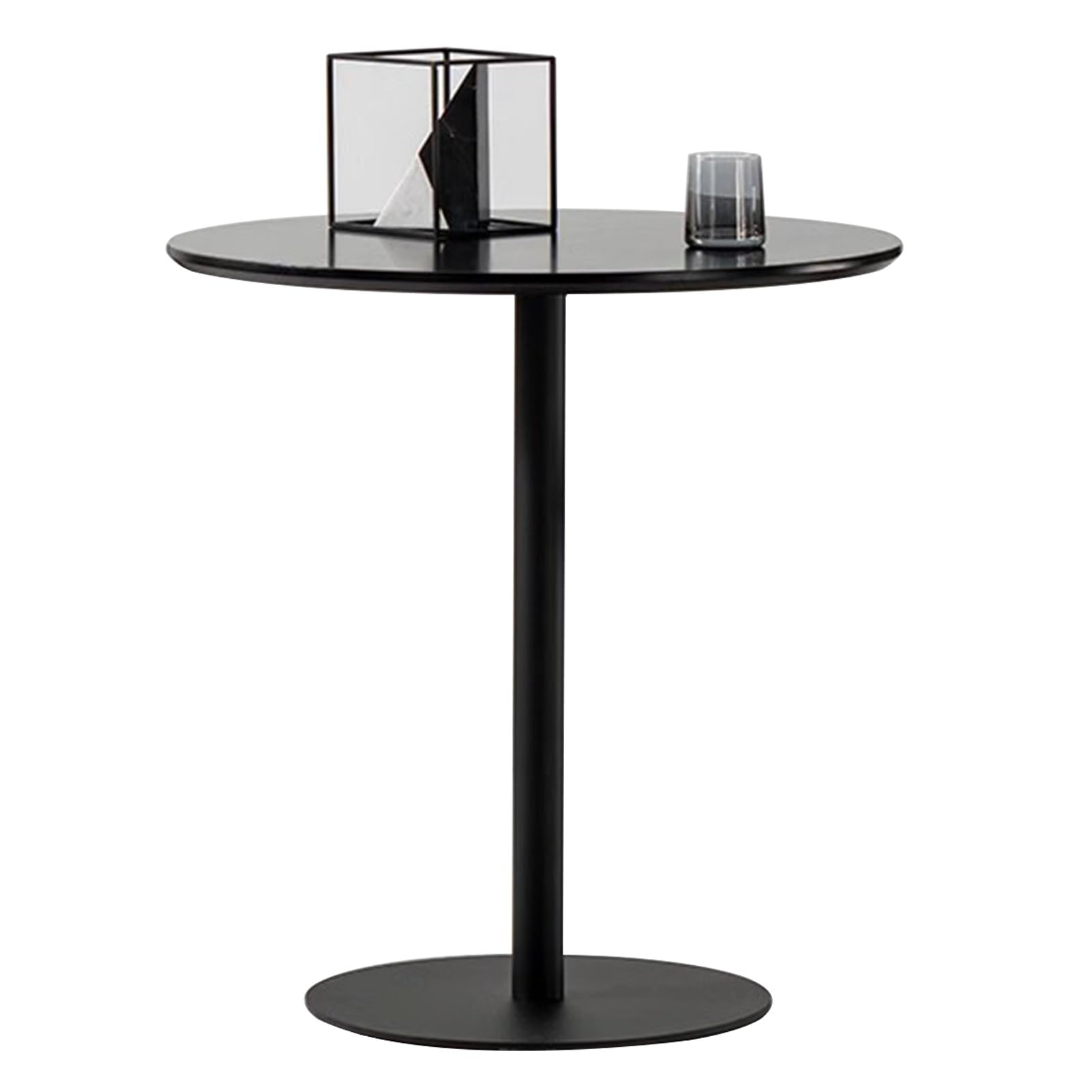 Table d'appoint ronde bistro 40x50 cm avec base noire en métal