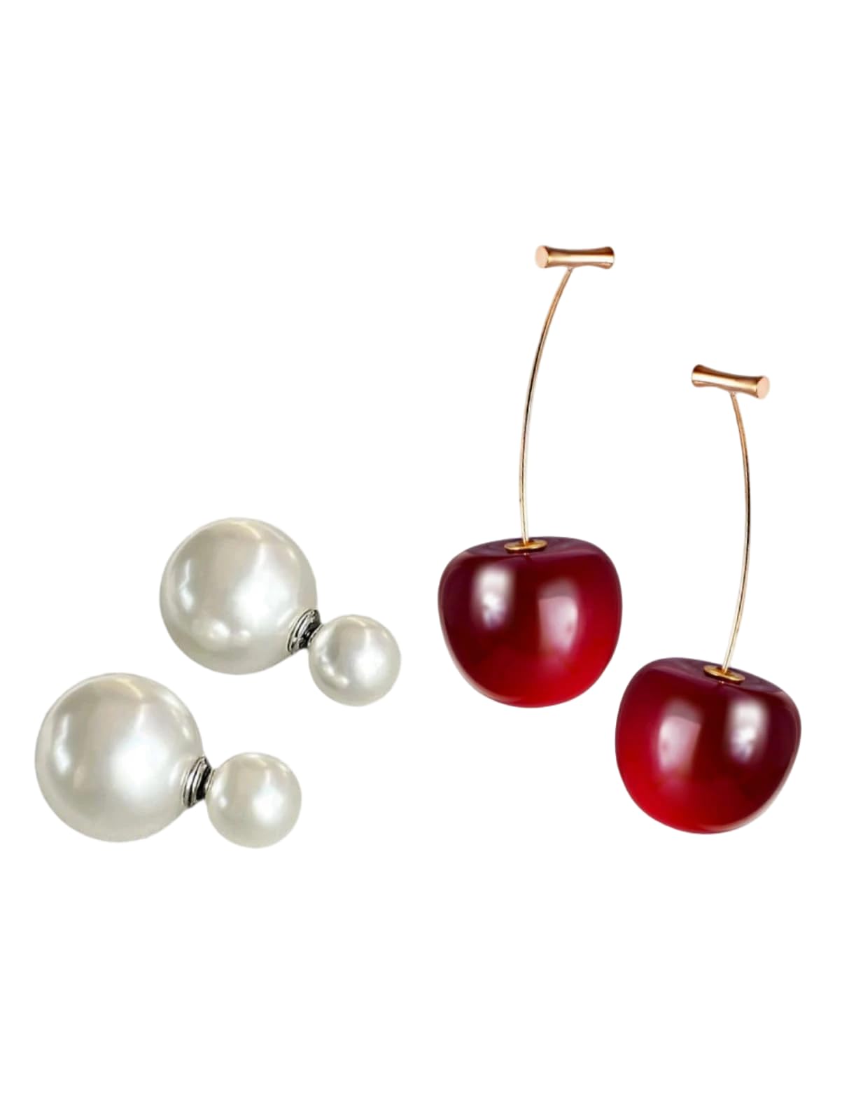 Vivastri"s Premium & Unique Designed RED Cherry & Elegant White Pearl Stylish Drop Stud Earring Combo Set For Women & Gilrs-VIVA2354-2466ERG-image-44
