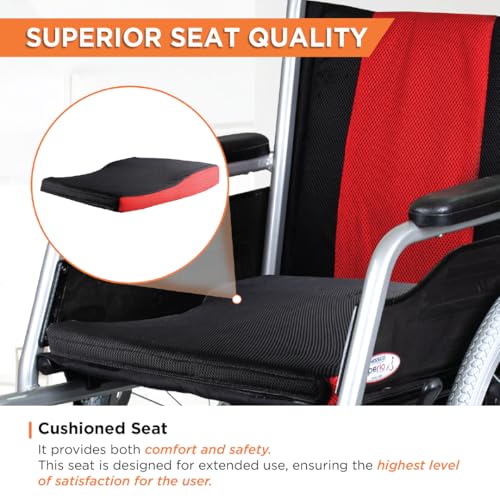Image of Vissco Superio Aluminium Wheelchair Foldable, Lightweight with Heavy Duty Wheels and Plastic Rim, for Elderly and Patients, Portable and Travel-Friendly, Durable Frame