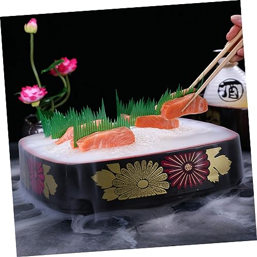 Plato cuadrado de plástico amarillo para sushi miniatura 5